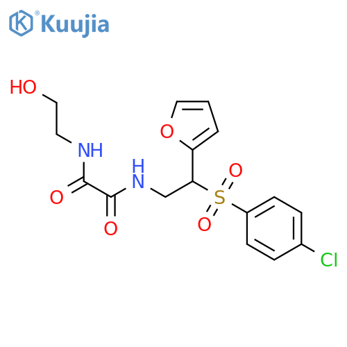 N'-[2-(4-chlorophenyl)sulfonyl-2-(furan-2-yl)ethyl]-N-(2-hydroxyethyl)oxamide structure