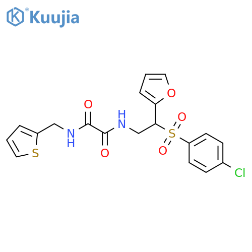 N'-[2-(4-chlorophenyl)sulfonyl-2-(furan-2-yl)ethyl]-N-(thiophen-2-ylmethyl)oxamide structure