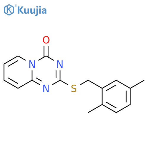 2-{(2,5-dimethylphenyl)methylsulfanyl}-4H-pyrido1,2-a1,3,5triazin-4-one structure