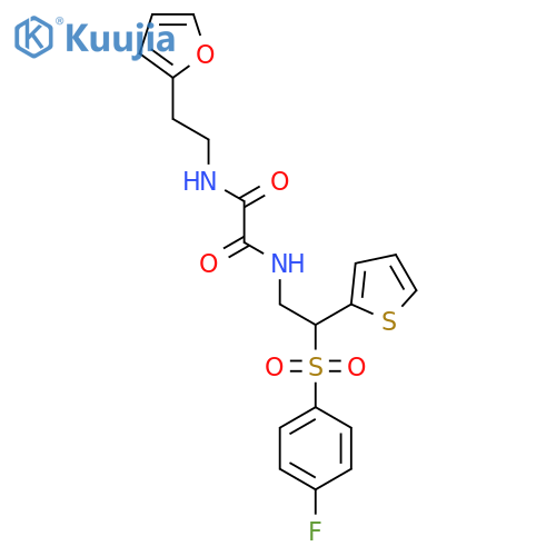 N'-2-(4-fluorobenzenesulfonyl)-2-(thiophen-2-yl)ethyl-N-2-(furan-2-yl)ethylethanediamide structure