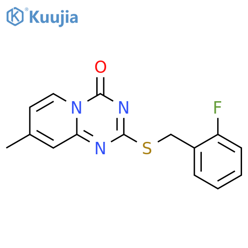 2-{(2-fluorophenyl)methylsulfanyl}-8-methyl-4H-pyrido1,2-a1,3,5triazin-4-one structure