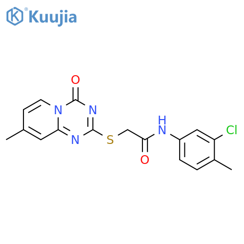 N-(3-chloro-4-methylphenyl)-2-({8-methyl-4-oxo-4H-pyrido1,2-a1,3,5triazin-2-yl}sulfanyl)acetamide structure