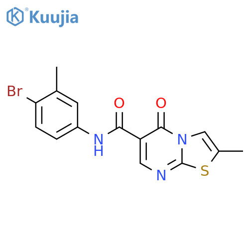 N-(4-bromo-3-methylphenyl)-2-methyl-5-oxo-5H-1,3thiazolo3,2-apyrimidine-6-carboxamide structure