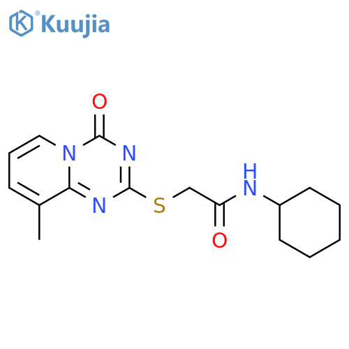 N-cyclohexyl-2-({9-methyl-4-oxo-4H-pyrido1,2-a1,3,5triazin-2-yl}sulfanyl)acetamide structure
