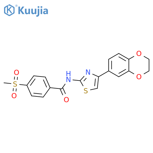 N-4-(2,3-dihydro-1,4-benzodioxin-6-yl)-1,3-thiazol-2-yl-4-methanesulfonylbenzamide structure