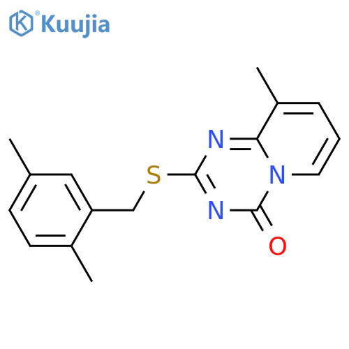 2-{(2,5-dimethylphenyl)methylsulfanyl}-9-methyl-4H-pyrido1,2-a1,3,5triazin-4-one structure