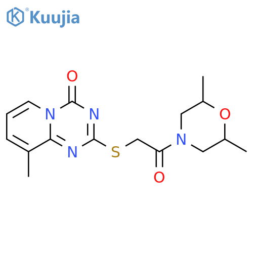 2-{2-(2,6-dimethylmorpholin-4-yl)-2-oxoethylsulfanyl}-9-methyl-4H-pyrido1,2-a1,3,5triazin-4-one structure