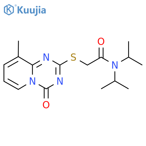 2-({9-methyl-4-oxo-4H-pyrido1,2-a1,3,5triazin-2-yl}sulfanyl)-N,N-bis(propan-2-yl)acetamide structure