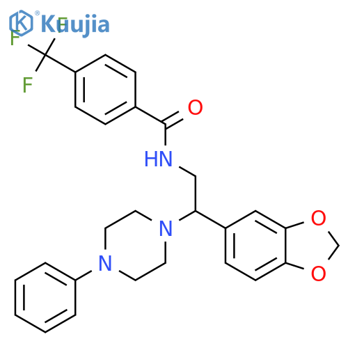 N-2-(2H-1,3-benzodioxol-5-yl)-2-(4-phenylpiperazin-1-yl)ethyl-4-(trifluoromethyl)benzamide structure