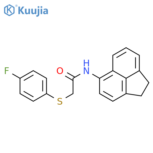 N-(1,2-dihydroacenaphthylen-5-yl)-2-(4-fluorophenyl)sulfanylacetamide structure