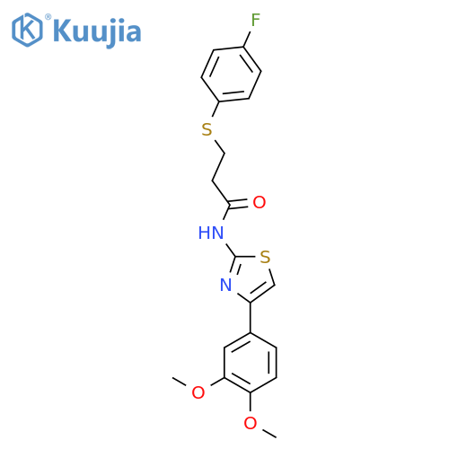 N-4-(3,4-dimethoxyphenyl)-1,3-thiazol-2-yl-3-(4-fluorophenyl)sulfanylpropanamide structure