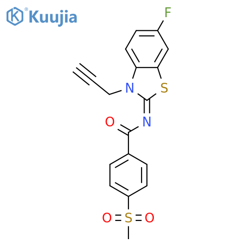 N-(2Z)-6-fluoro-3-(prop-2-yn-1-yl)-2,3-dihydro-1,3-benzothiazol-2-ylidene-4-methanesulfonylbenzamide structure