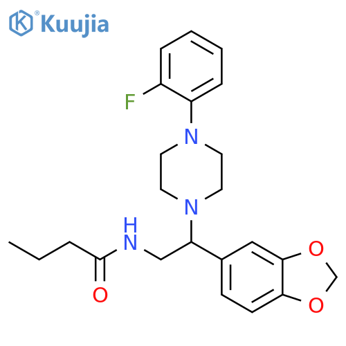 N-2-(2H-1,3-benzodioxol-5-yl)-2-4-(2-fluorophenyl)piperazin-1-ylethylbutanamide structure