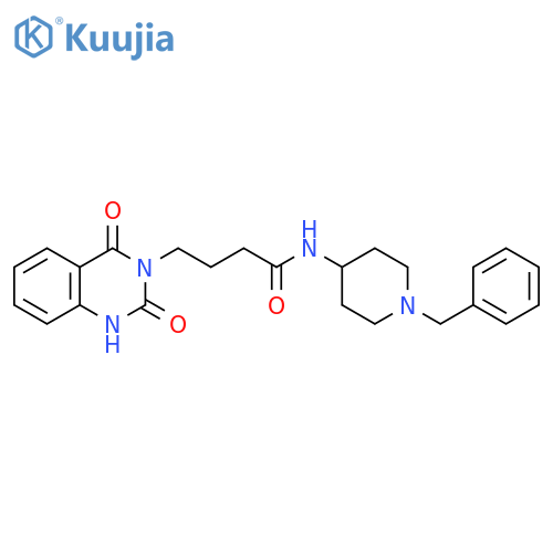 N-(1-benzylpiperidin-4-yl)-4-(2,4-dioxo-1,2,3,4-tetrahydroquinazolin-3-yl)butanamide structure