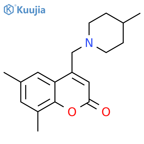6,8-dimethyl-4-(4-methylpiperidin-1-yl)methyl-2H-chromen-2-one structure