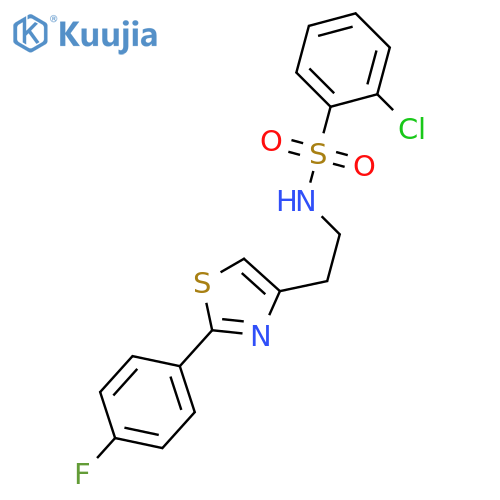 2-chloro-N-{2-2-(4-fluorophenyl)-1,3-thiazol-4-ylethyl}benzene-1-sulfonamide structure