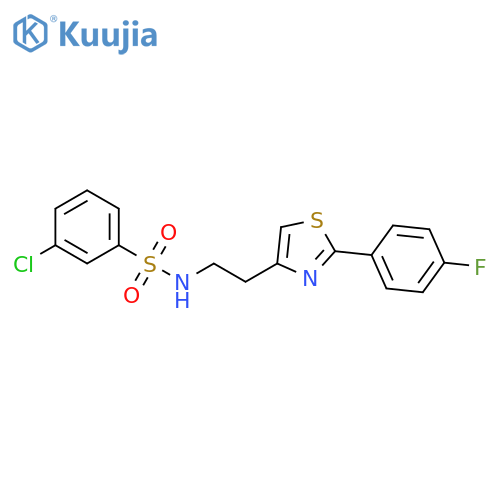 3-chloro-N-{2-2-(4-fluorophenyl)-1,3-thiazol-4-ylethyl}benzene-1-sulfonamide structure