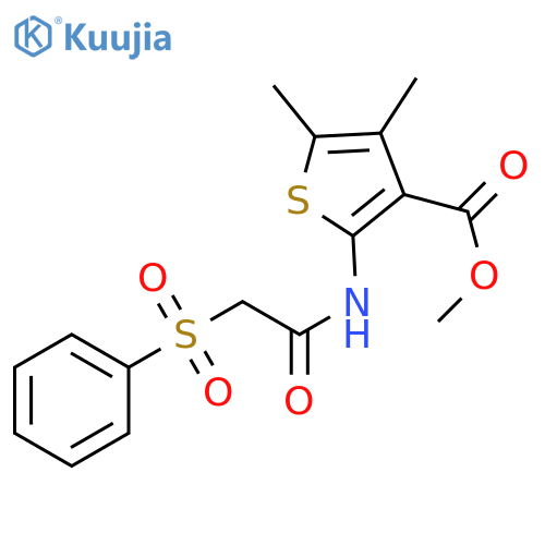 methyl 2-2-(benzenesulfonyl)acetamido-4,5-dimethylthiophene-3-carboxylate structure