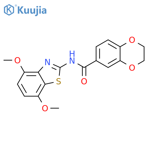 N-(4,7-dimethoxy-1,3-benzothiazol-2-yl)-2,3-dihydro-1,4-benzodioxine-6-carboxamide structure