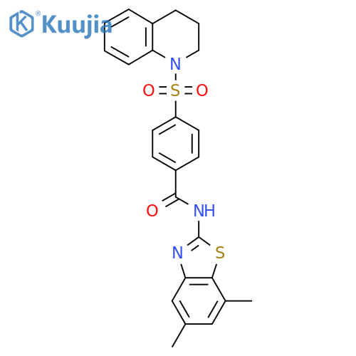 N-(5,7-dimethyl-1,3-benzothiazol-2-yl)-4-(1,2,3,4-tetrahydroquinoline-1-sulfonyl)benzamide structure