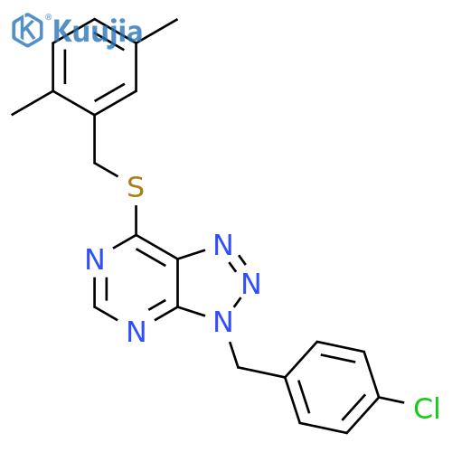 3-(4-chlorophenyl)methyl-7-{(2,5-dimethylphenyl)methylsulfanyl}-3H-1,2,3triazolo4,5-dpyrimidine structure