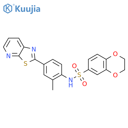 N-(2-methyl-4-{1,3thiazolo5,4-bpyridin-2-yl}phenyl)-2,3-dihydro-1,4-benzodioxine-6-sulfonamide structure
