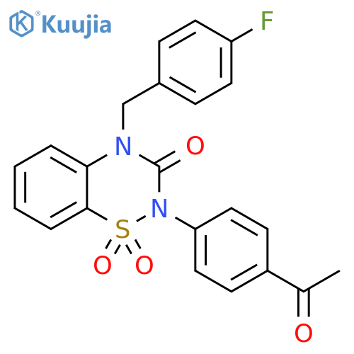 2-(4-acetylphenyl)-4-(4-fluorophenyl)methyl-3,4-dihydro-2H-1,2,4-benzothiadiazine-1,1,3-trione structure
