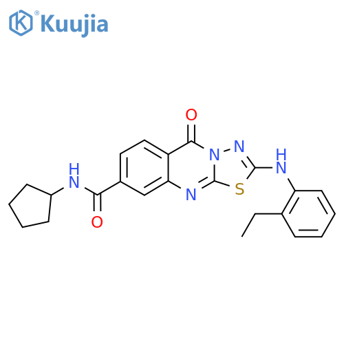 N-cyclopentyl-2-(2-ethylphenyl)amino-5-oxo-5H-1,3,4thiadiazolo2,3-bquinazoline-8-carboxamide structure