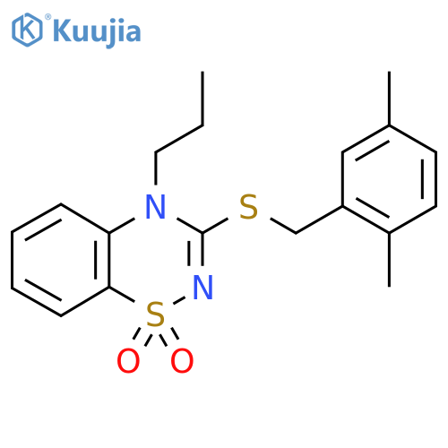 3-{(2,5-dimethylphenyl)methylsulfanyl}-4-propyl-4H-1lambda6,2,4-benzothiadiazine-1,1-dione structure