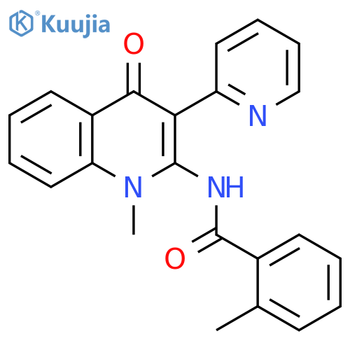2-methyl-N-1-methyl-4-oxo-3-(pyridin-2-yl)-1,4-dihydroquinolin-2-ylbenzamide structure