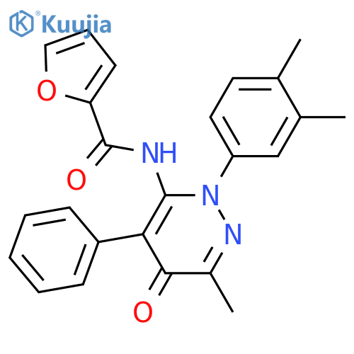 N-2-(3,4-dimethylphenyl)-6-methyl-5-oxo-4-phenyl-2,5-dihydropyridazin-3-ylfuran-2-carboxamide structure