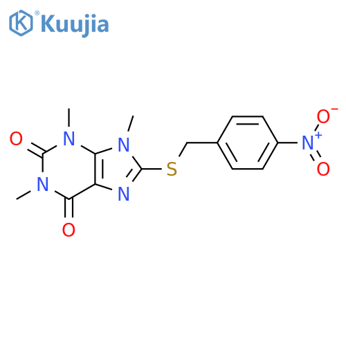 1,3,9-trimethyl-8-{(4-nitrophenyl)methylsulfanyl}-2,3,6,9-tetrahydro-1H-purine-2,6-dione structure