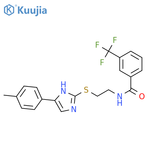 N-(2-{5-(4-methylphenyl)-1H-imidazol-2-ylsulfanyl}ethyl)-3-(trifluoromethyl)benzamide structure