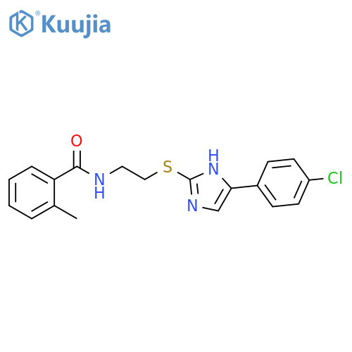 N-(2-{5-(4-chlorophenyl)-1H-imidazol-2-ylsulfanyl}ethyl)-2-methylbenzamide structure
