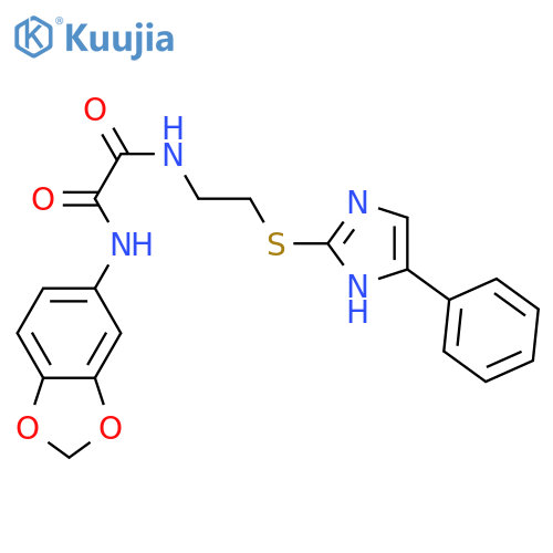 N'-(2H-1,3-benzodioxol-5-yl)-N-{2-(4-phenyl-1H-imidazol-2-yl)sulfanylethyl}ethanediamide structure