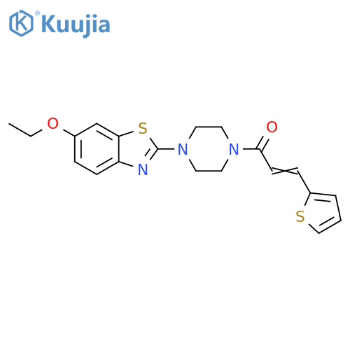 (E)-1-[4-(6-ethoxy-1,3-benzothiazol-2-yl)piperazin-1-yl]-3-thiophen-2-ylprop-2-en-1-one structure