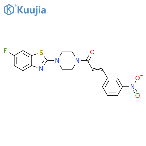 (2E)-1-4-(6-fluoro-1,3-benzothiazol-2-yl)piperazin-1-yl-3-(3-nitrophenyl)prop-2-en-1-one structure