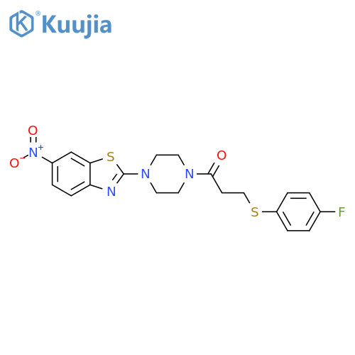 3-(4-fluorophenyl)sulfanyl-1-4-(6-nitro-1,3-benzothiazol-2-yl)piperazin-1-ylpropan-1-one structure