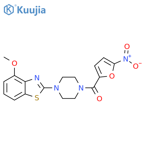 4-methoxy-2-4-(5-nitrofuran-2-carbonyl)piperazin-1-yl-1,3-benzothiazole structure