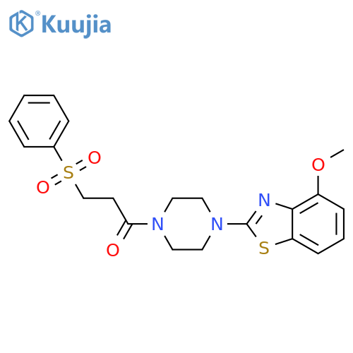 3-(benzenesulfonyl)-1-4-(4-methoxy-1,3-benzothiazol-2-yl)piperazin-1-ylpropan-1-one structure