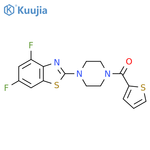 4,6-difluoro-2-4-(thiophene-2-carbonyl)piperazin-1-yl-1,3-benzothiazole structure