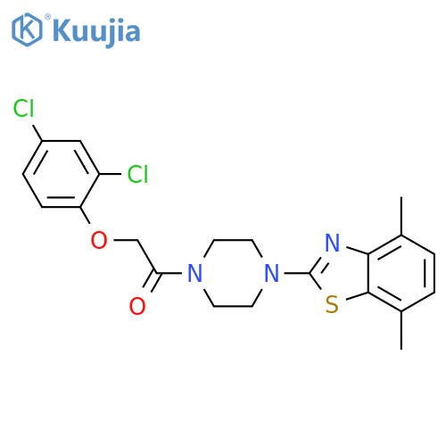 2-(2,4-dichlorophenoxy)-1-4-(4,7-dimethyl-1,3-benzothiazol-2-yl)piperazin-1-ylethan-1-one structure