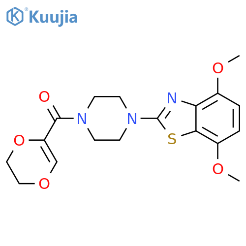 2-4-(5,6-dihydro-1,4-dioxine-2-carbonyl)piperazin-1-yl-4,7-dimethoxy-1,3-benzothiazole structure