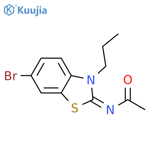 N-(2Z)-6-bromo-3-propyl-2,3-dihydro-1,3-benzothiazol-2-ylideneacetamide structure
