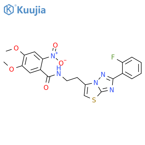 N-{2-2-(2-fluorophenyl)-1,2,4triazolo3,2-b1,3thiazol-6-ylethyl}-4,5-dimethoxy-2-nitrobenzamide structure