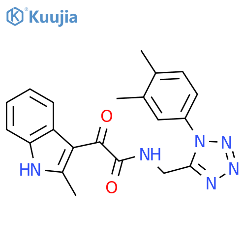 N-{1-(3,4-dimethylphenyl)-1H-1,2,3,4-tetrazol-5-ylmethyl}-2-(2-methyl-1H-indol-3-yl)-2-oxoacetamide structure