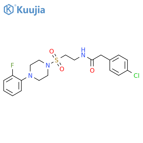 2-(4-chlorophenyl)-N-(2-{4-(2-fluorophenyl)piperazin-1-ylsulfonyl}ethyl)acetamide structure