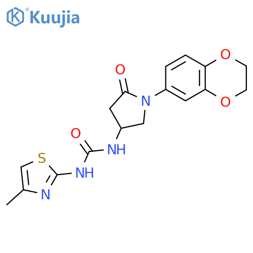 3-1-(2,3-dihydro-1,4-benzodioxin-6-yl)-5-oxopyrrolidin-3-yl-1-(4-methyl-1,3-thiazol-2-yl)urea structure