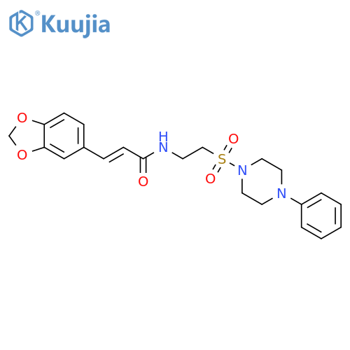 (2E)-3-(2H-1,3-benzodioxol-5-yl)-N-{2-(4-phenylpiperazin-1-yl)sulfonylethyl}prop-2-enamide structure