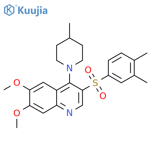 3-(3,4-dimethylbenzenesulfonyl)-6,7-dimethoxy-4-(4-methylpiperidin-1-yl)quinoline structure